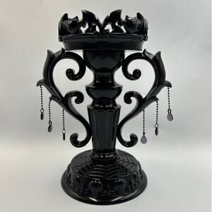 Bath & Body Works Halloween Black Purple Bat Candelabra Candle Pedestal Holder
